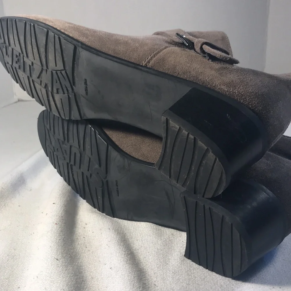 Stuart Weitzman Women's Gray Suede Desert Pull On Blocked Heel Ankle Boots 9M